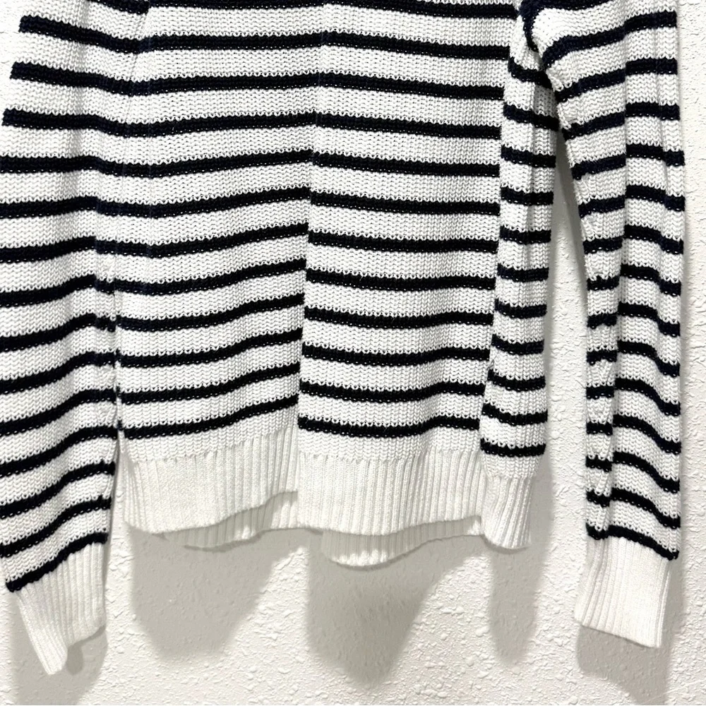J.‎ Crew Factory cotton button mock neck Striped Sweater L